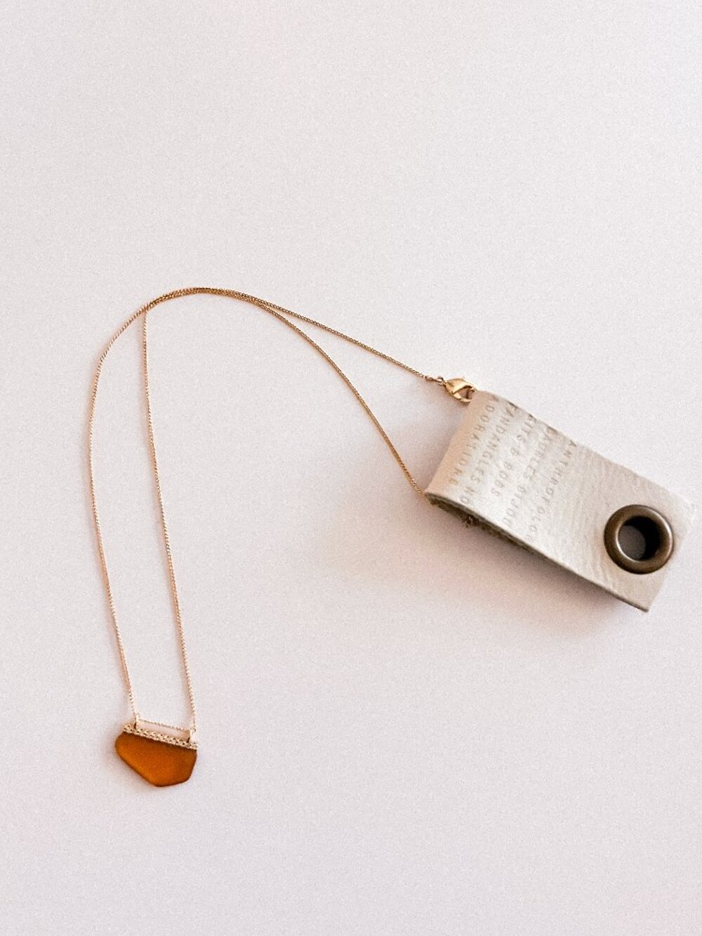 Anthropologie Amber Glass Pendant Necklace NWT Gold